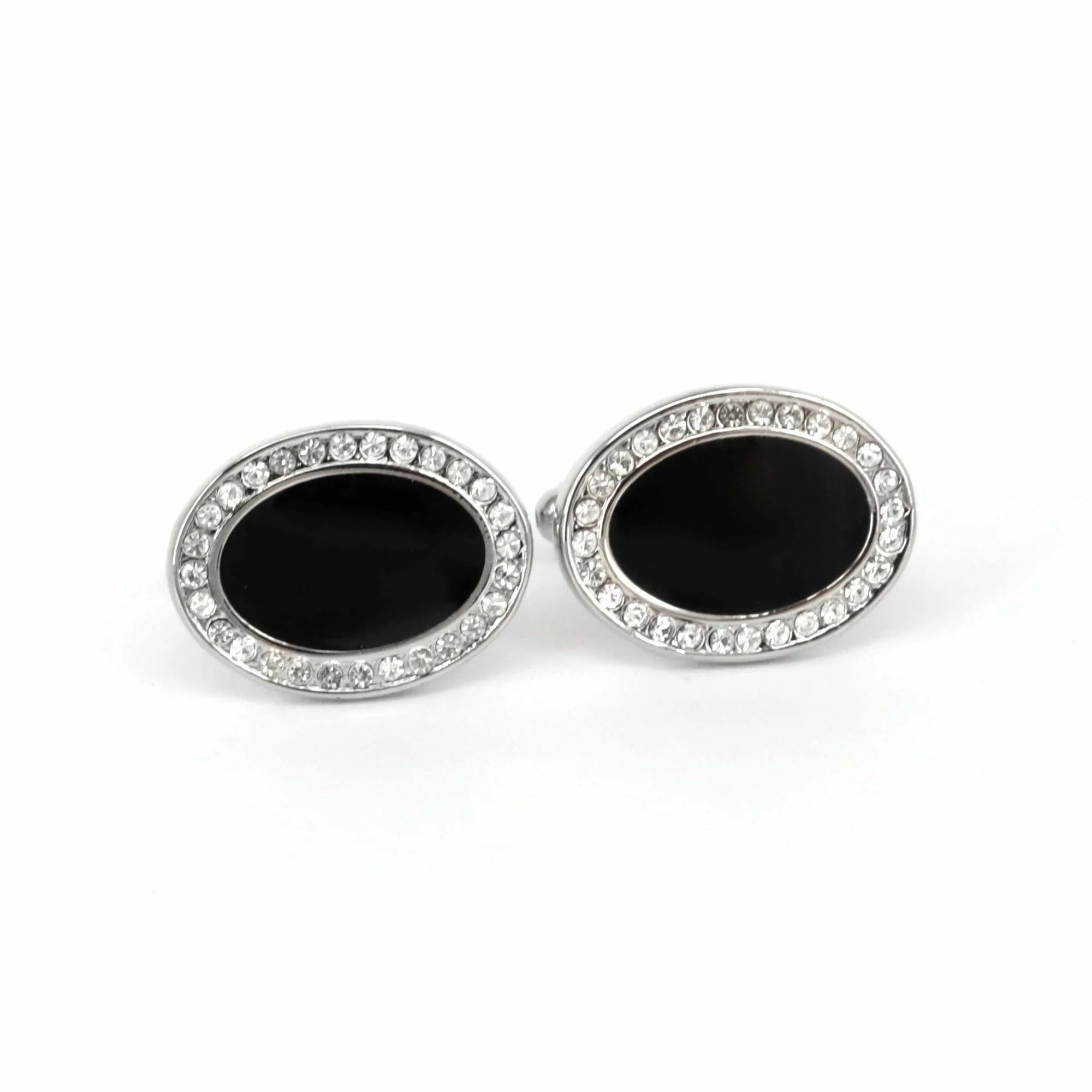 Classic Oval Black With Crystal Cufflinks (Online Exclusive)