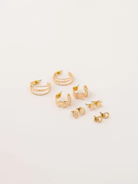 Classic Textured Earrings Set