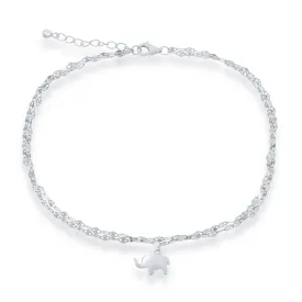 Classic Women's Anklet - Double Strand Mirror Chain with Elephant Charm | R-9263