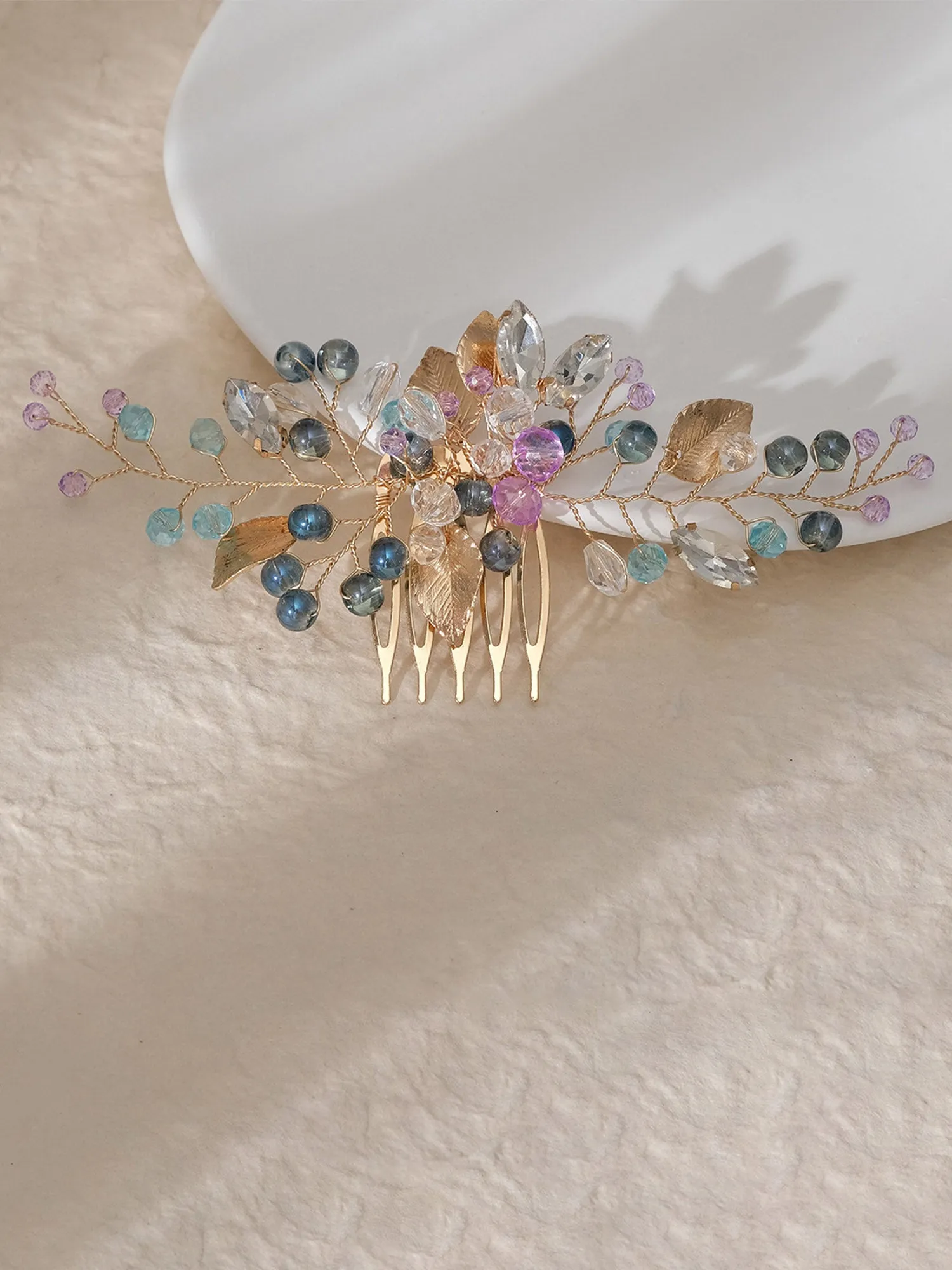 Colorful Beaded Hairpin Crystal Hair Comb