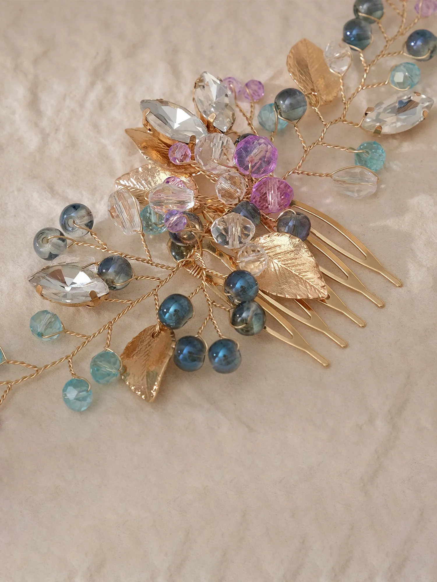 Colorful Beaded Hairpin Crystal Hair Comb