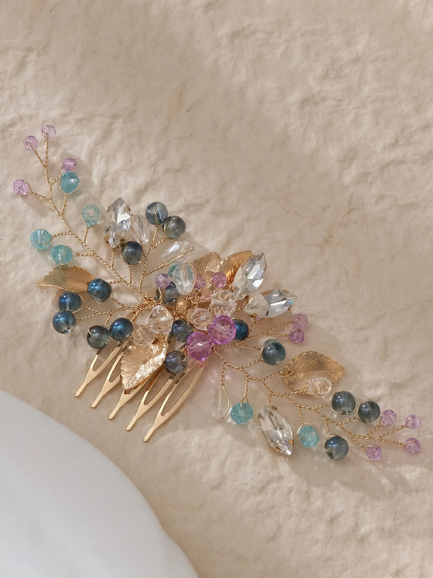 Colorful Beaded Hairpin Crystal Hair Comb