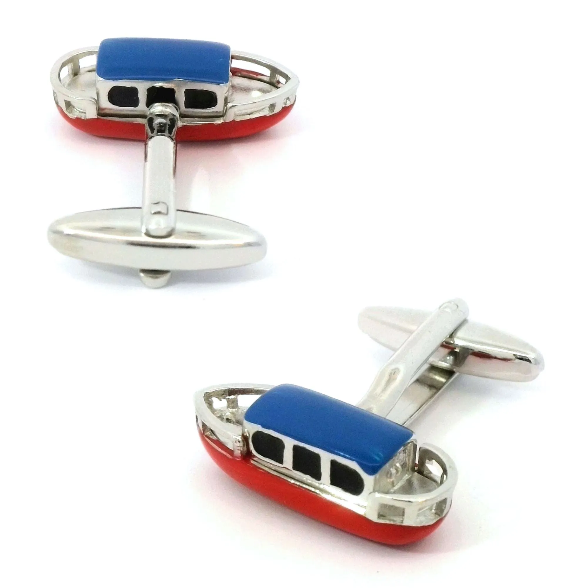 Coloured Canal Barge or Narrowboat Cufflinks