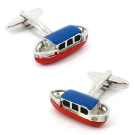 Coloured Canal Barge or Narrowboat Cufflinks