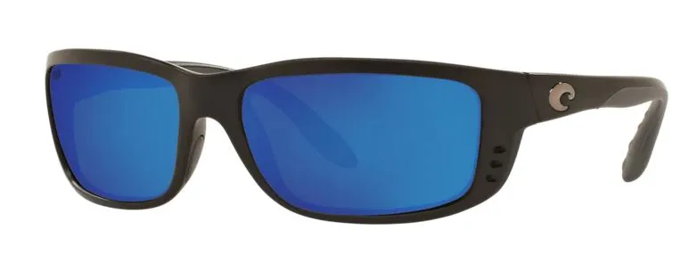 Costa Del Mar Mens Zane Matte Black Frame - Blue Mirror 580 Glass Lens - Polarized Sunglasses