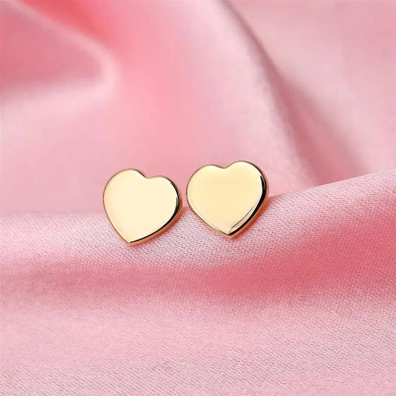 Crescent Moon Stud Earrings in 9K Gold   Heart of Gold Stud Earrings in 9K Yellow Gold