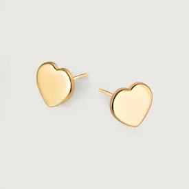 Crescent Moon Stud Earrings in 9K Gold   Heart of Gold Stud Earrings in 9K Yellow Gold