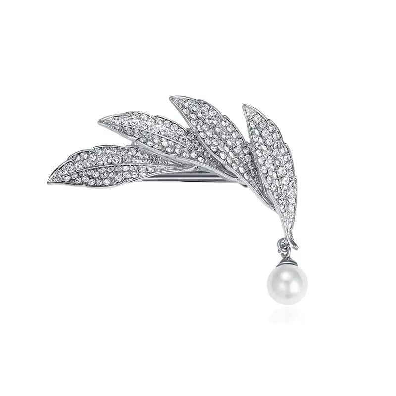 Crystal Leaf shaped Hairclips For Women, Rhinestone Leaf Shining Women's Headwear