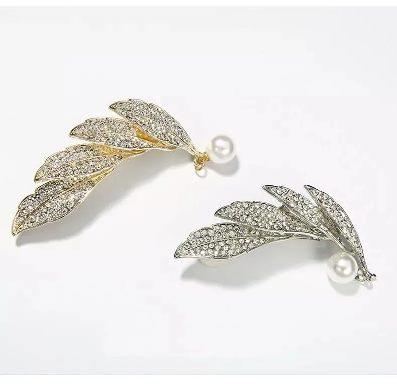 Crystal Leaf shaped Hairclips For Women, Rhinestone Leaf Shining Women's Headwear