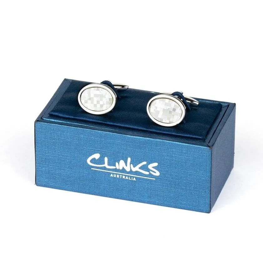 Crystal Mother of Pearl Mosaic Cufflinks