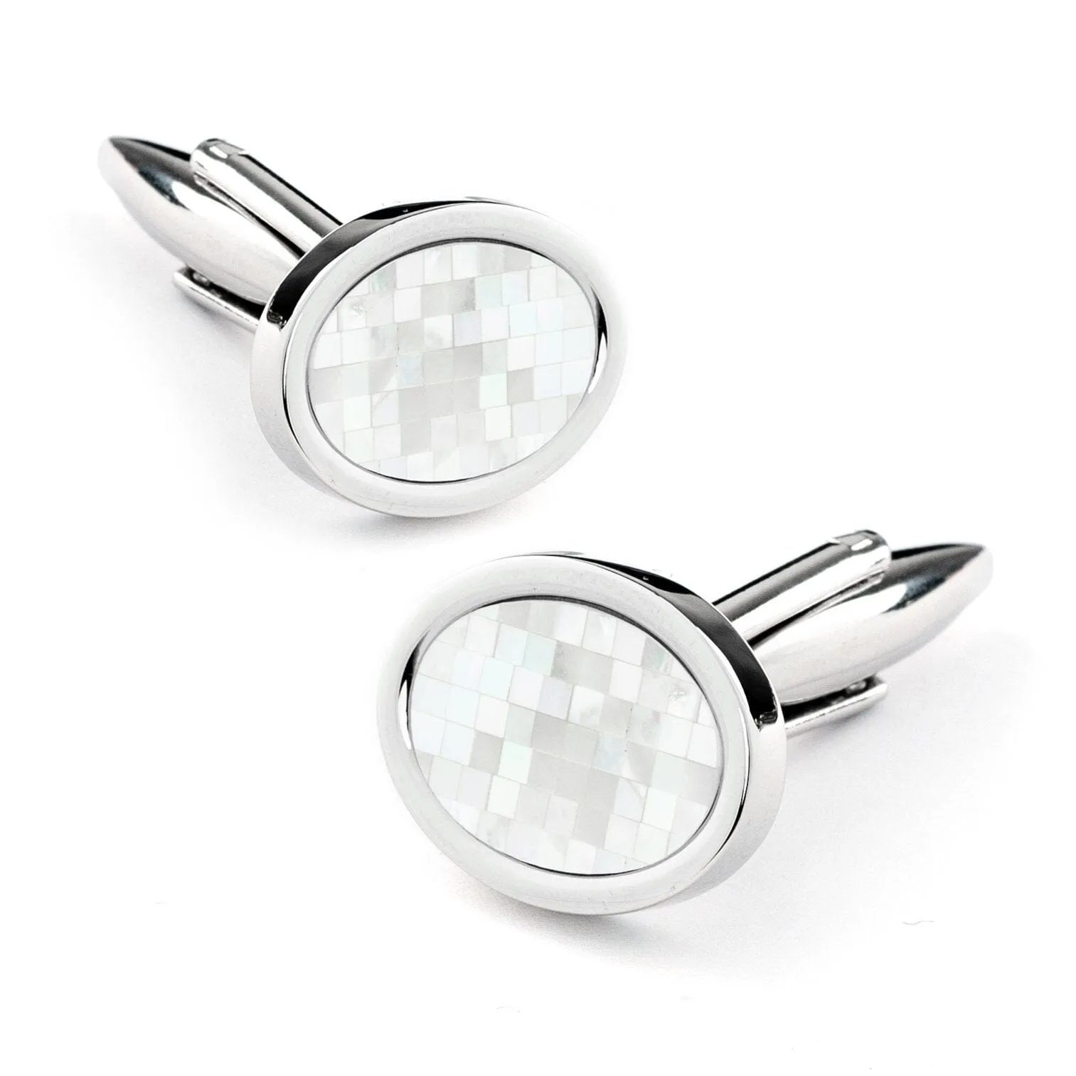 Crystal Mother of Pearl Mosaic Cufflinks