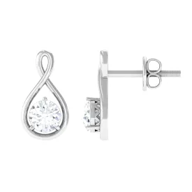 Cubic Zirconia Solitaire Infinity Screw Back Stud Earrings