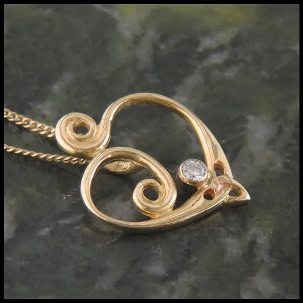 Diamond Anna's Heart Pendant in Gold