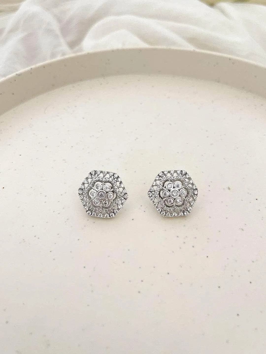 Diamond Cluster Honeycomb Earring