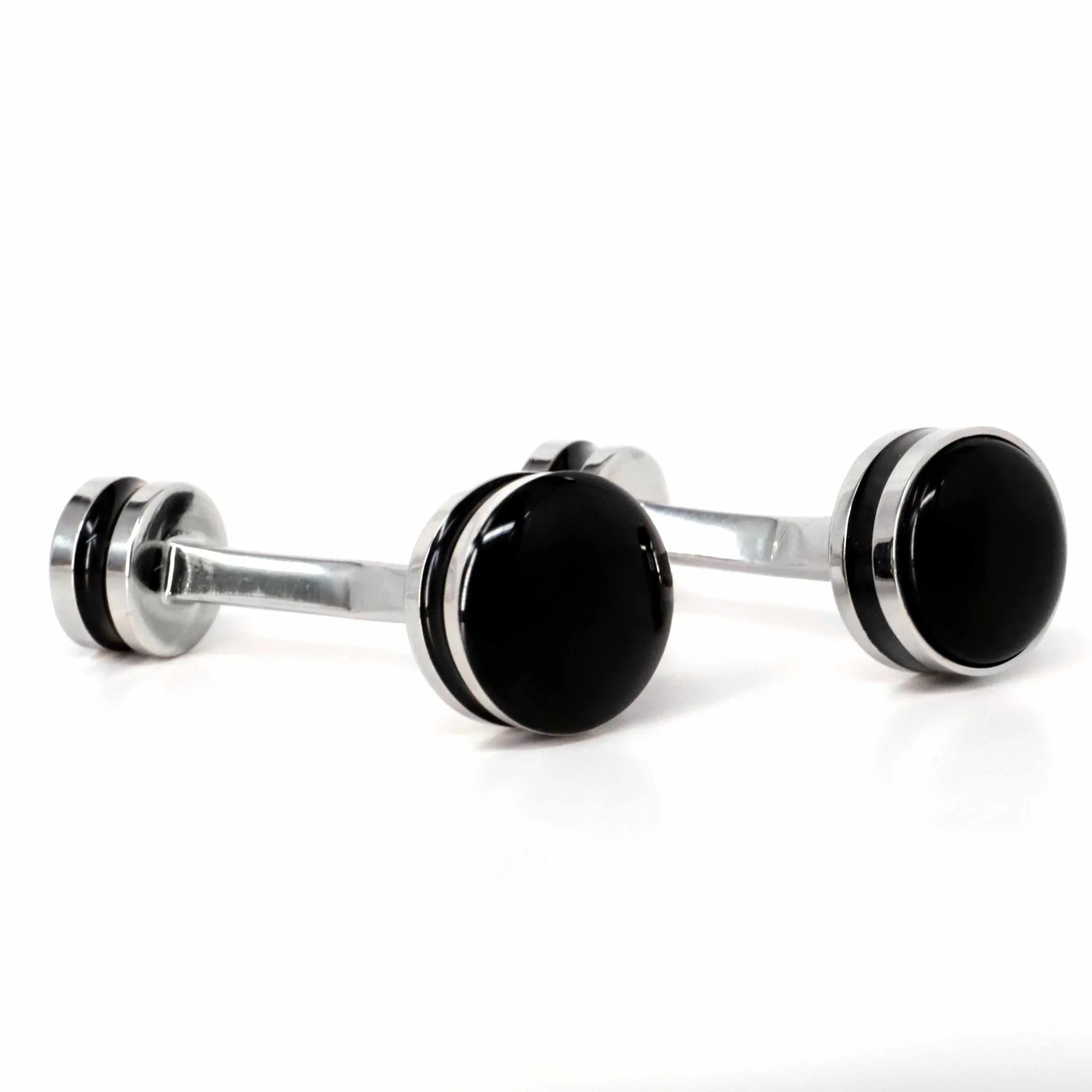 Double drum black enamel Cufflinks (Online Exclusive)