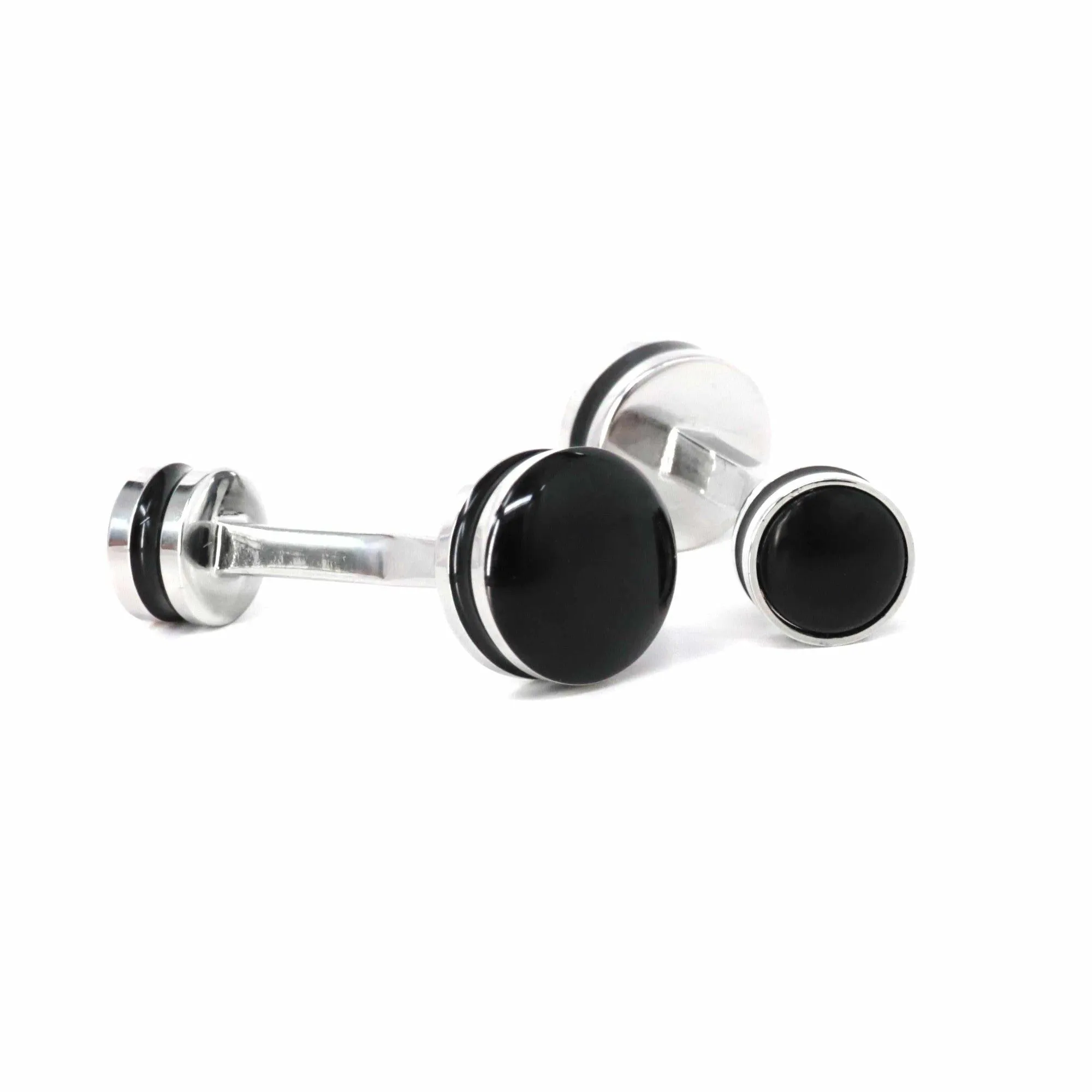 Double drum black enamel Cufflinks (Online Exclusive)