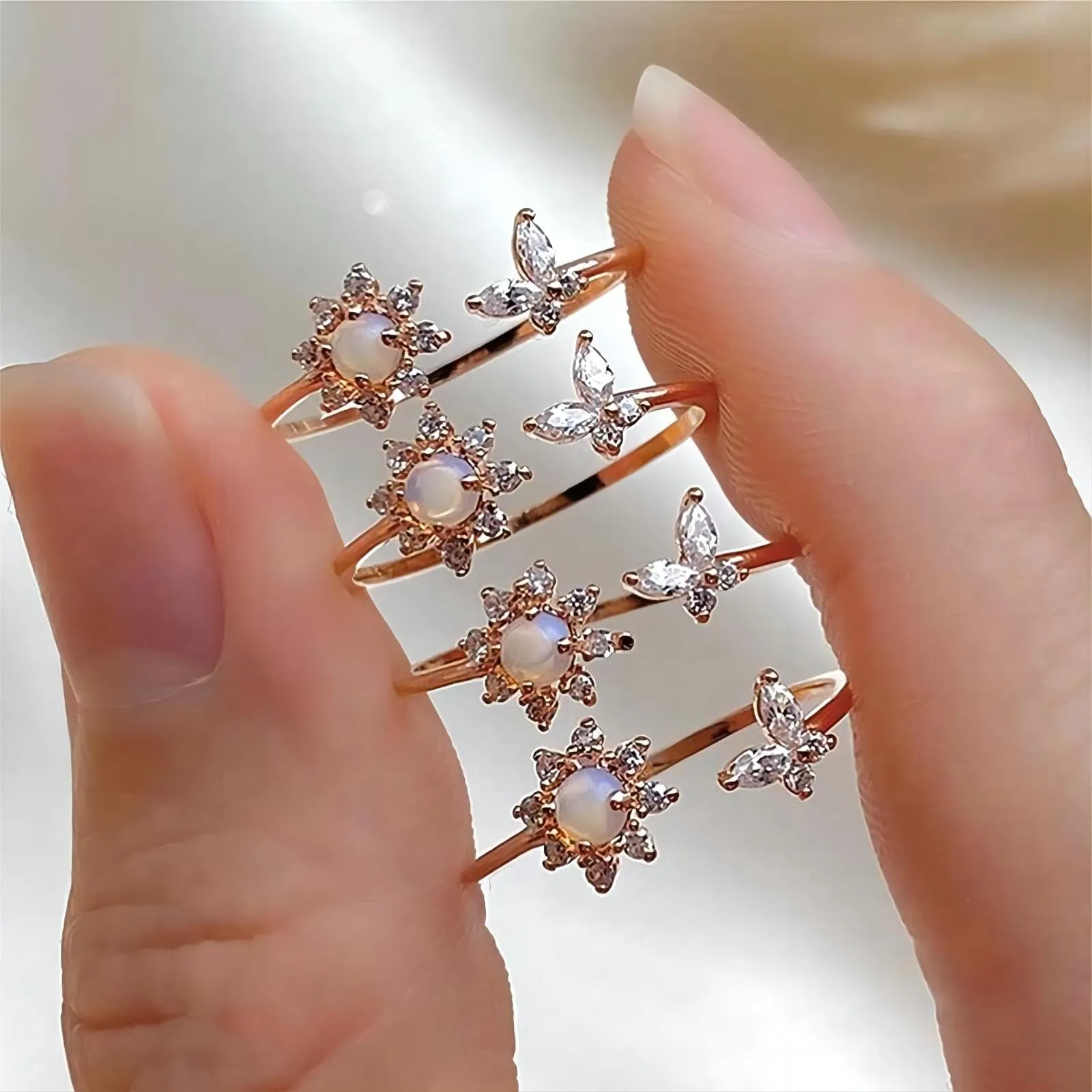 Elegant Floral Butterfly Ring