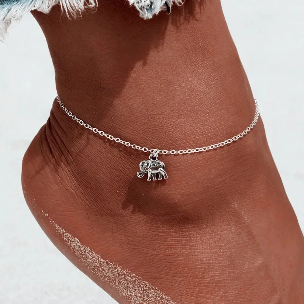 Elephant Charm Alloy Anklet