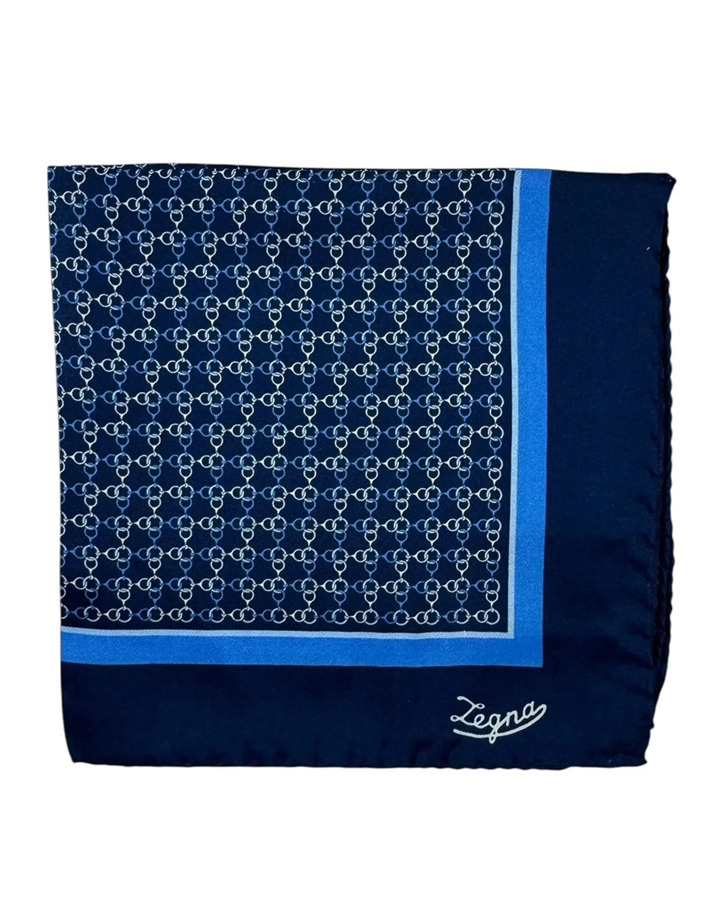 Ermenegildo Zegna Silk Pocket Square Navy Blue Design