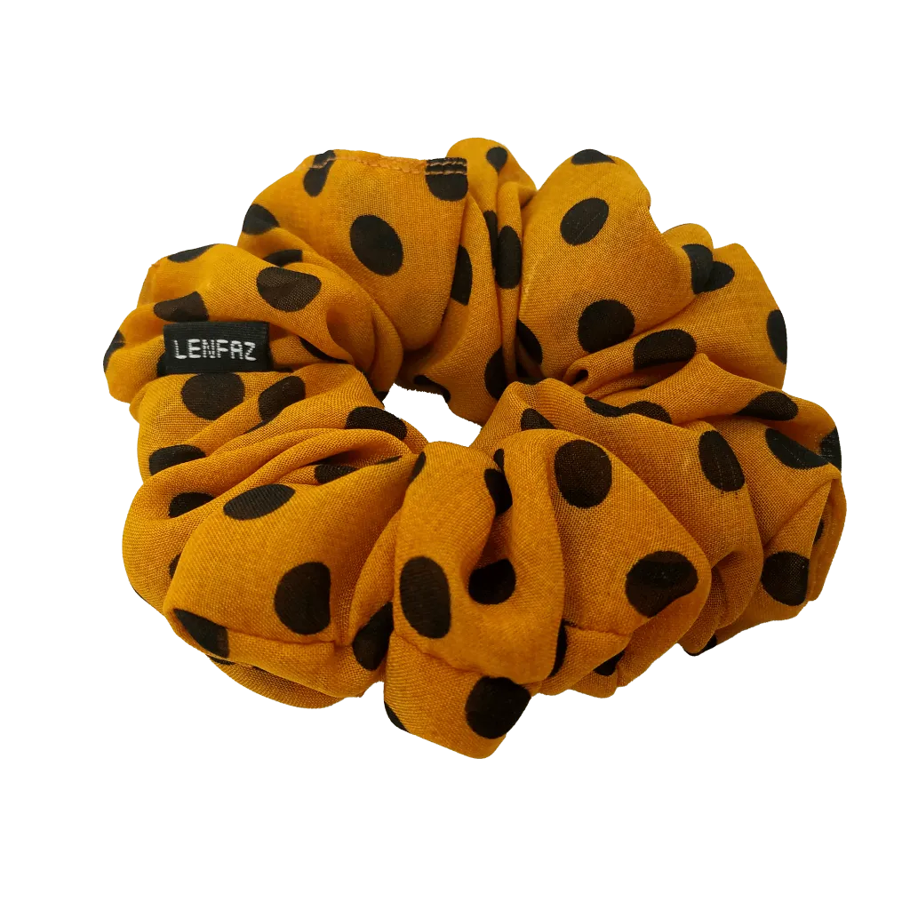 Fall Marigold Polka Dot Scrunchie