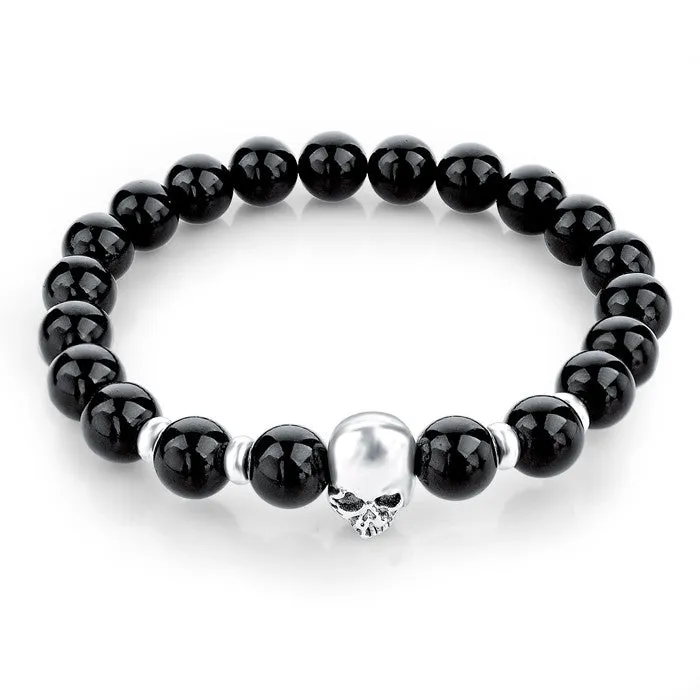 Fashion Handmade Tiger Eye Natural Stone Skull Bracelets & Bangles Black Lava Beads Bracelets For Women Men Jewelry