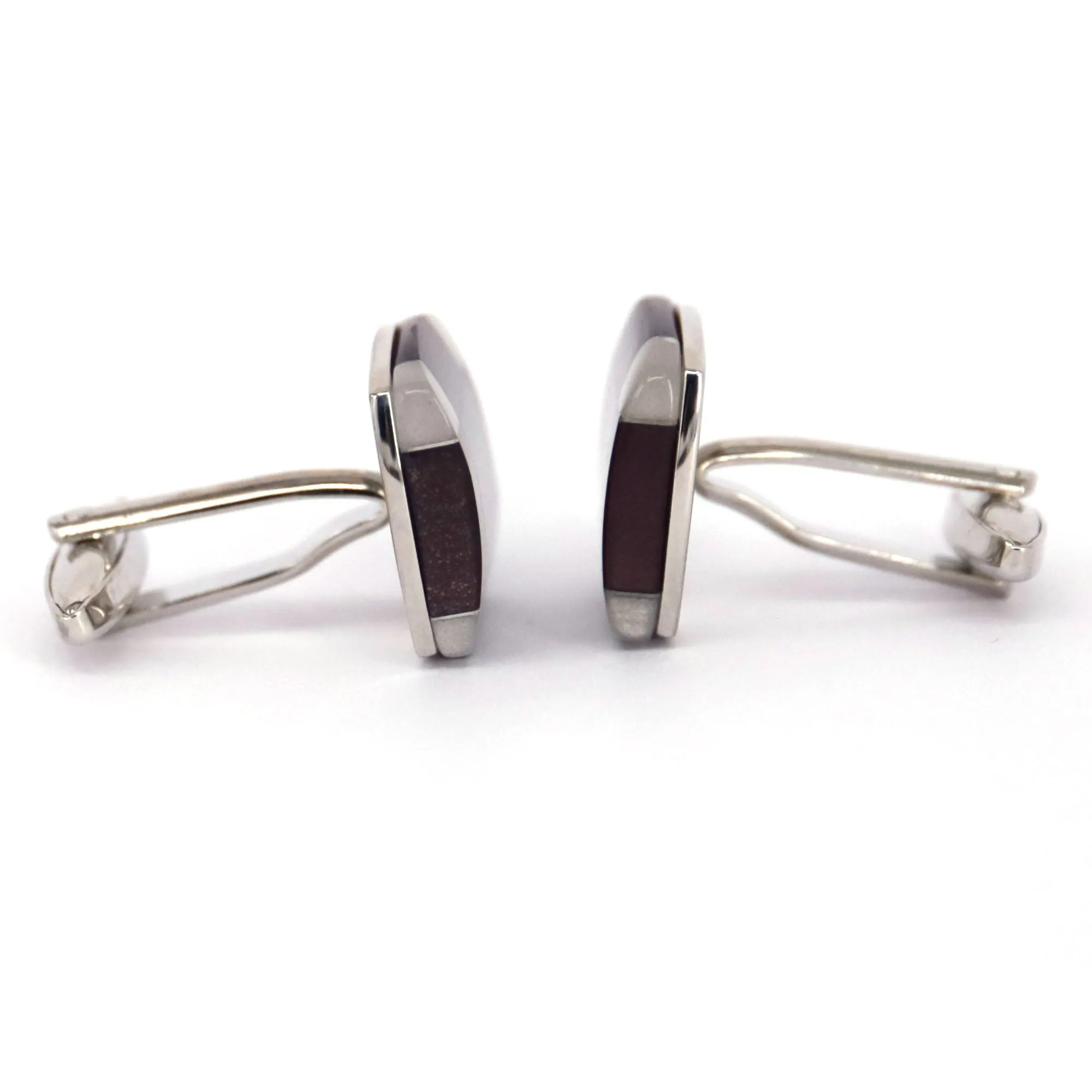 Fiber Glass Rectangle cufflinks in Purple and Silver (Online Exclusive)