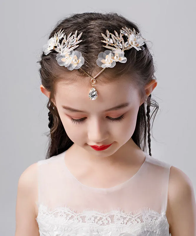 Fine Gold Alloy Inlaid Zircon Crystal Pearl Girl Hairpin IU051