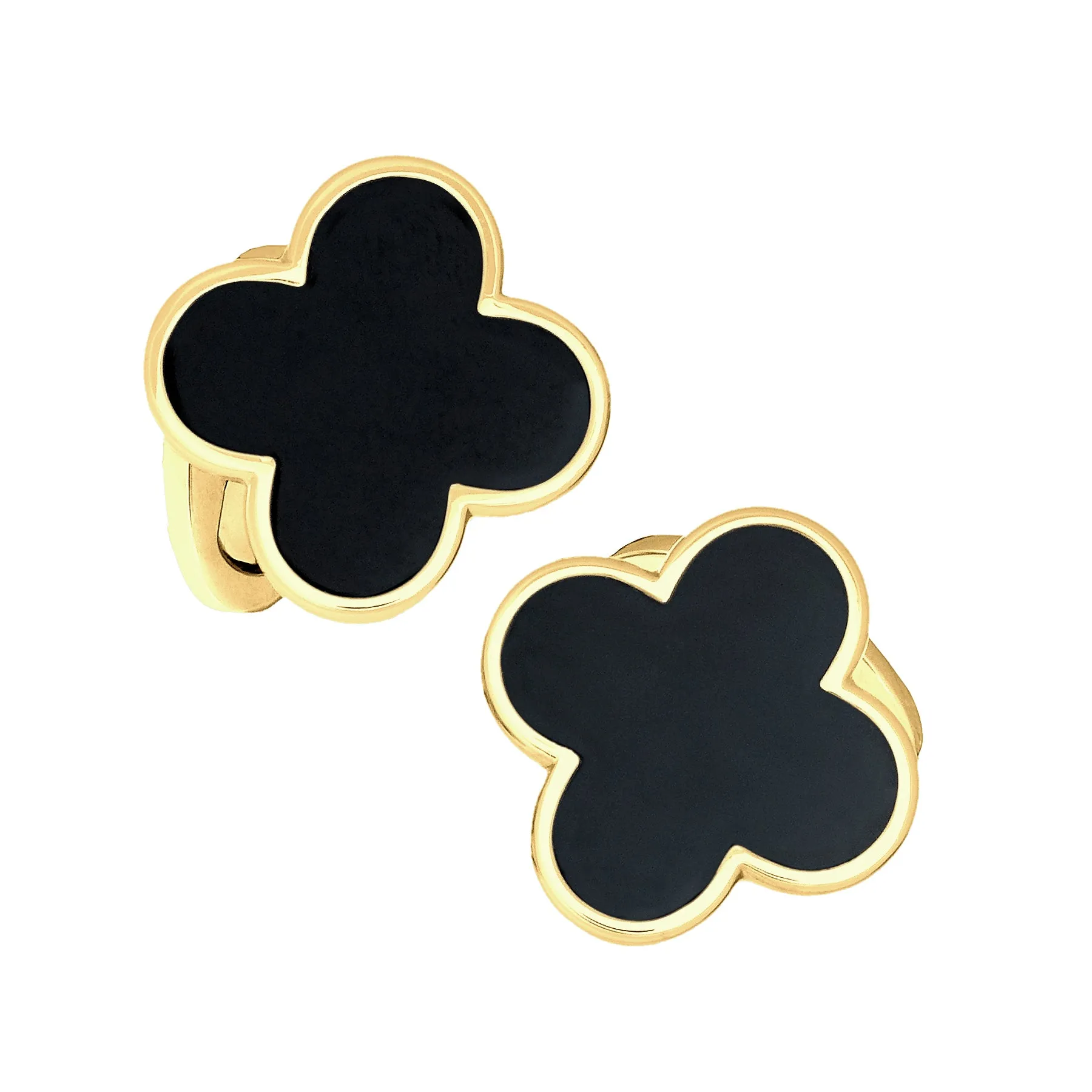 Four Leaf Clover Cufflinks Gold Vermeil Onyx inlay Cufflinks