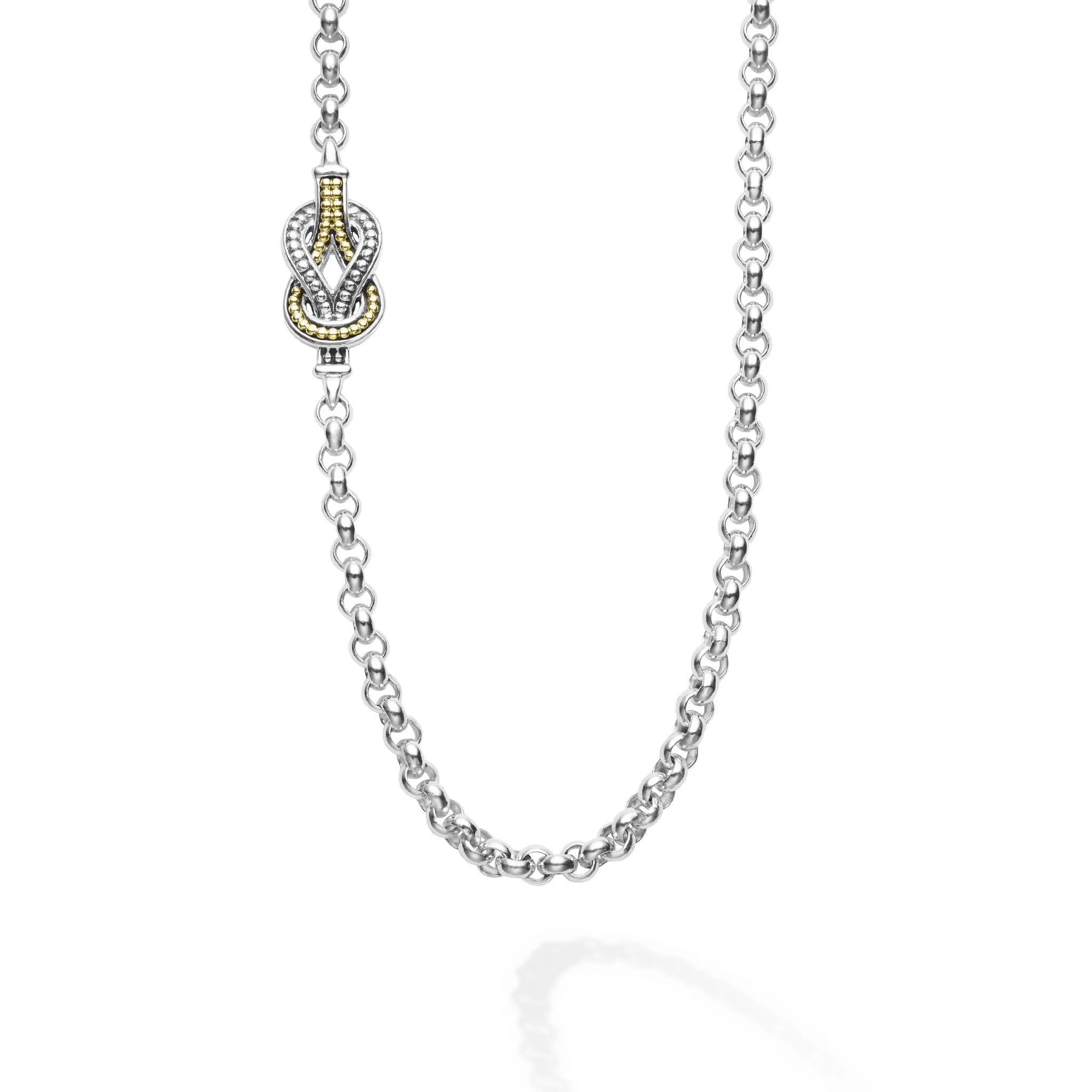 Four Station Two-Tone Knot Necklace