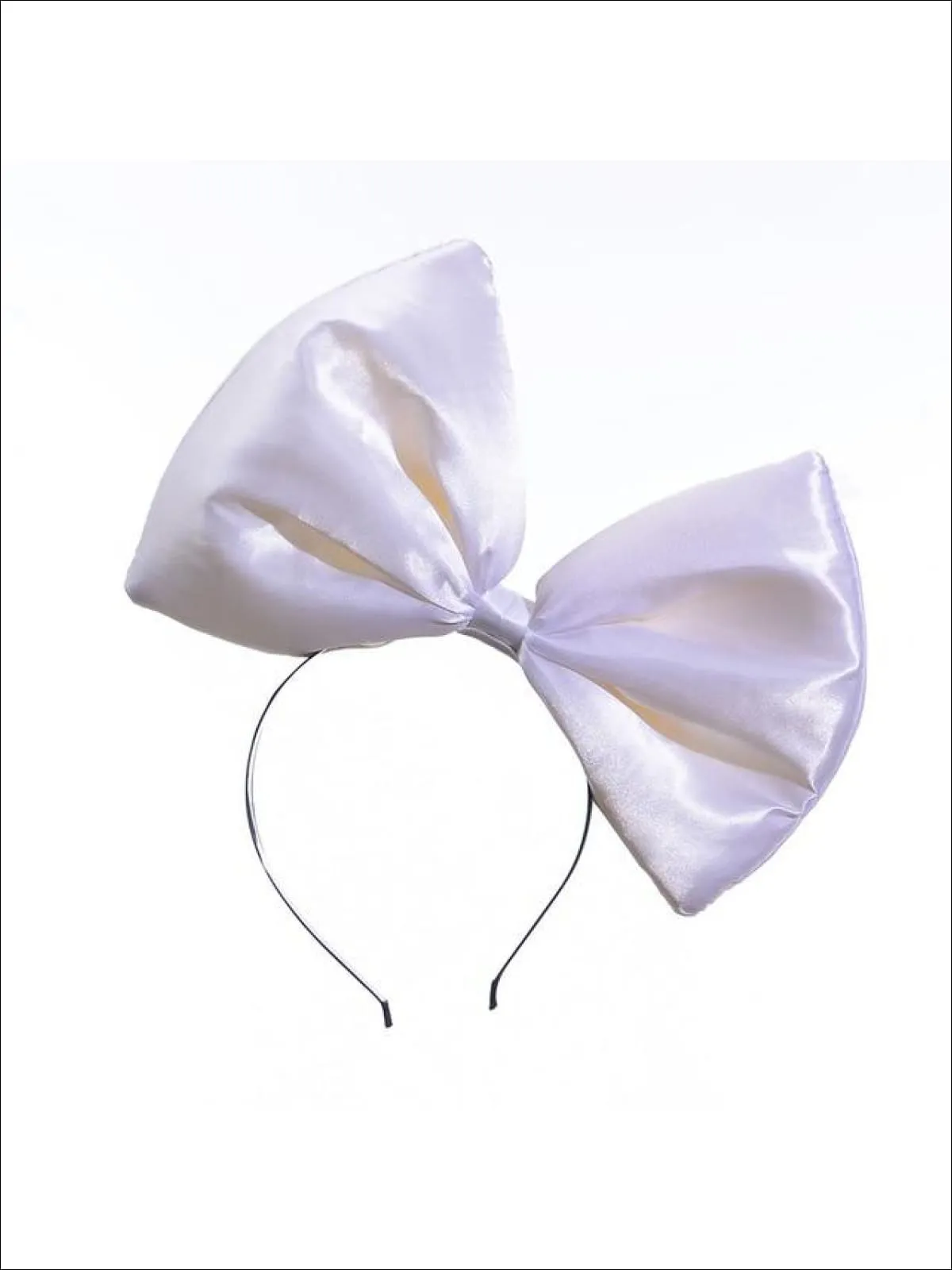 Girls Oversized Satin Hair Bow Headband