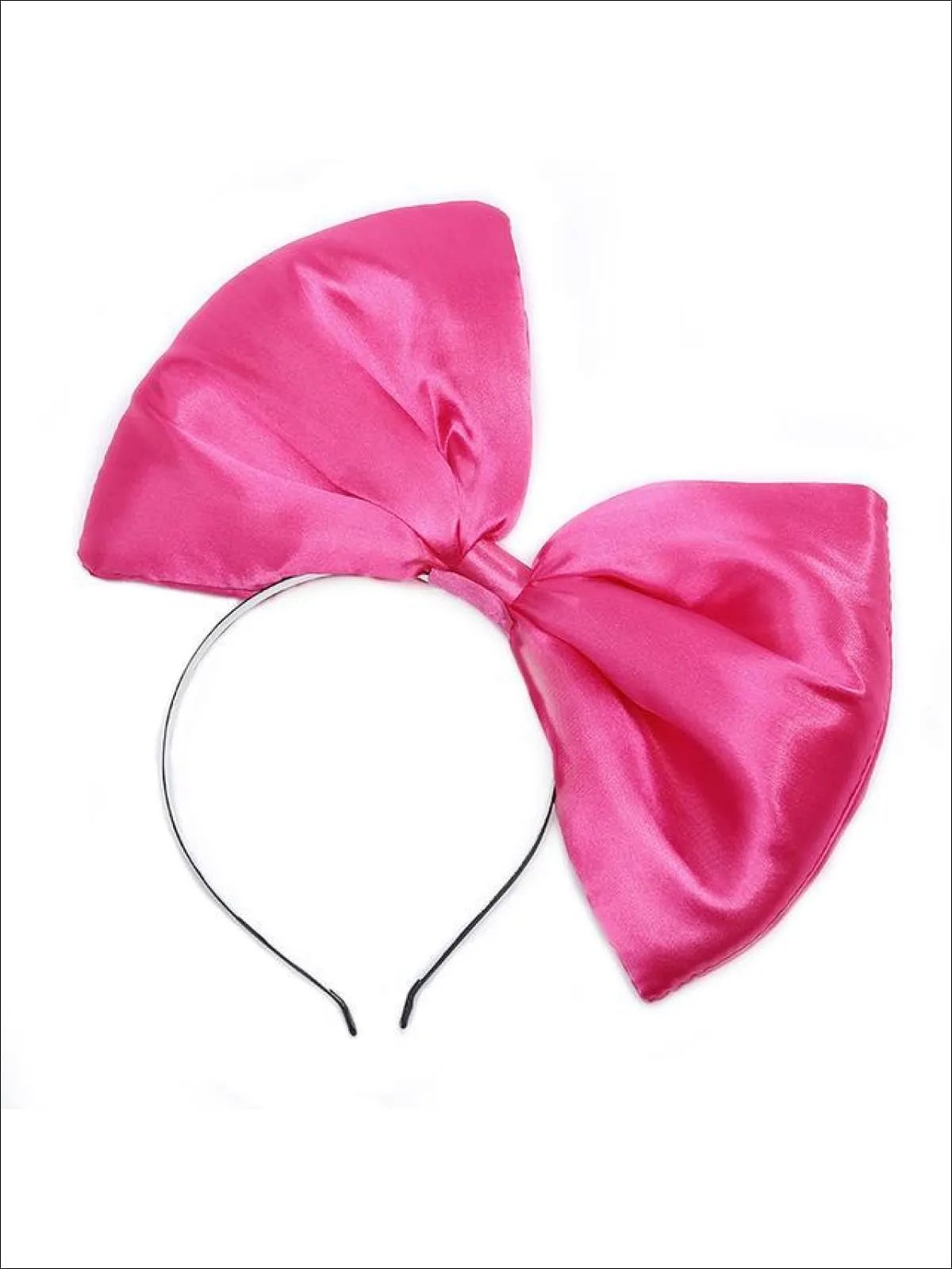 Girls Oversized Satin Hair Bow Headband