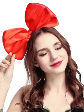 Girls Oversized Satin Hair Bow Headband