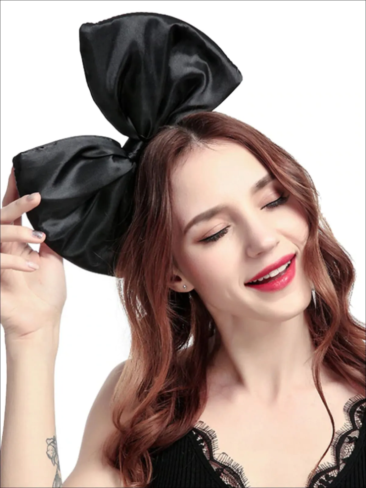 Girls Oversized Satin Hair Bow Headband