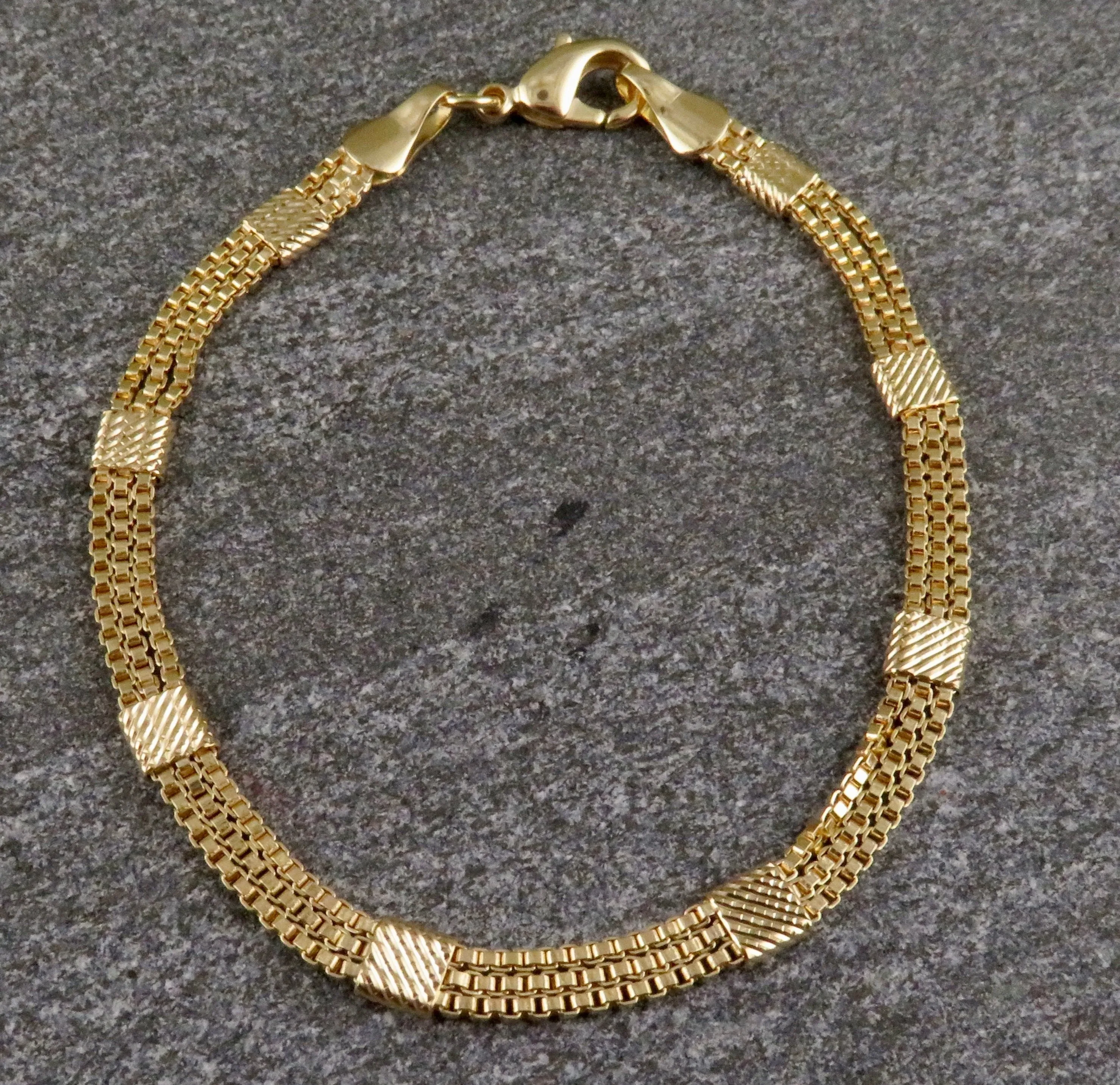 Gold Filled Joined Box Chains Bracelet