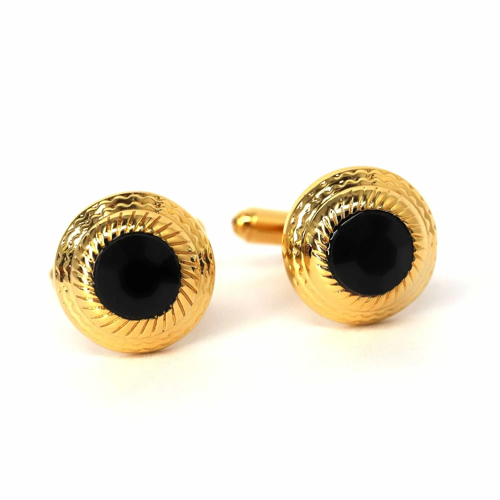 Gold Round Cufflinks with Nero Elements (Online Exclusive)