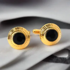 Gold Round Cufflinks with Nero Elements (Online Exclusive)