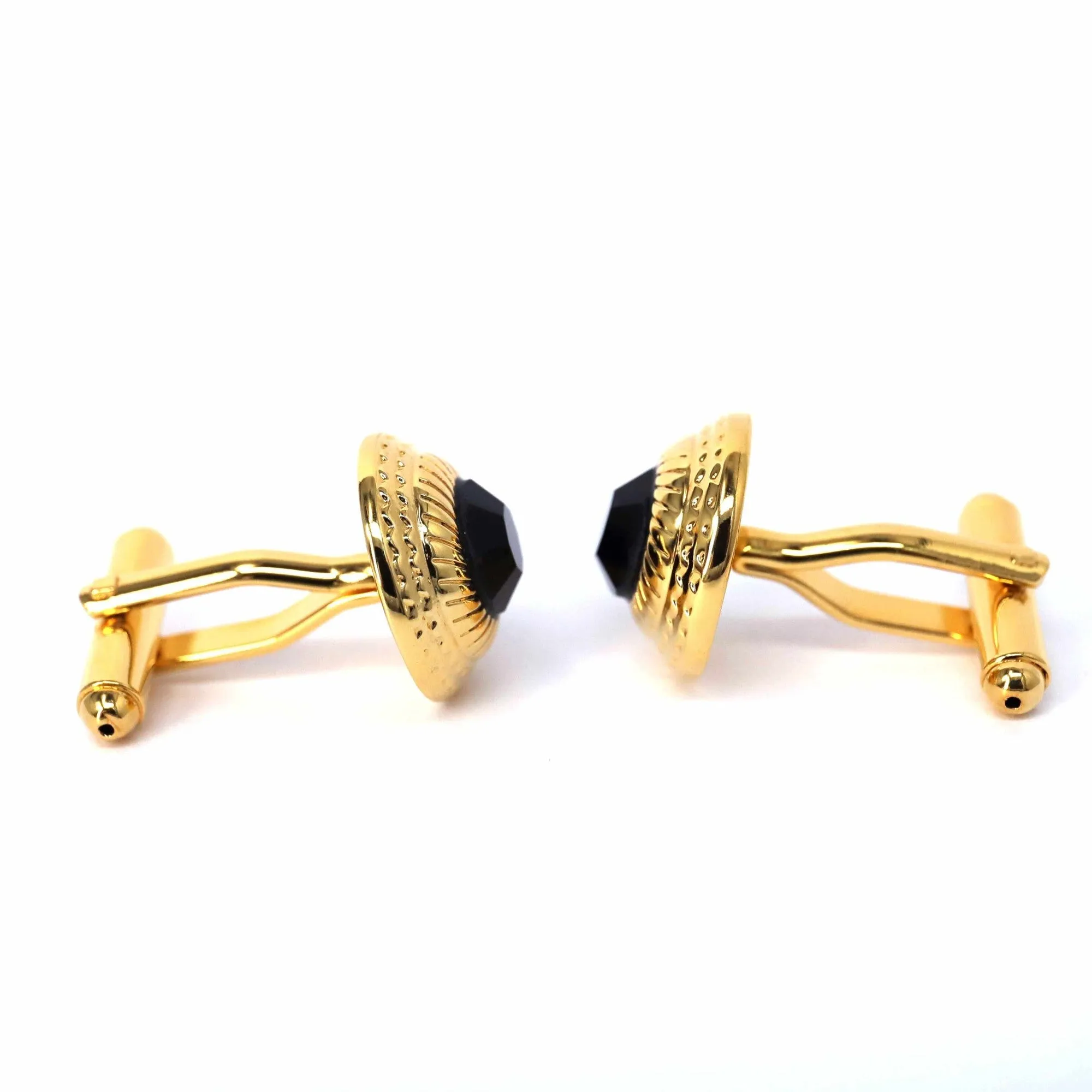 Gold Round Cufflinks with Nero Elements (Online Exclusive)