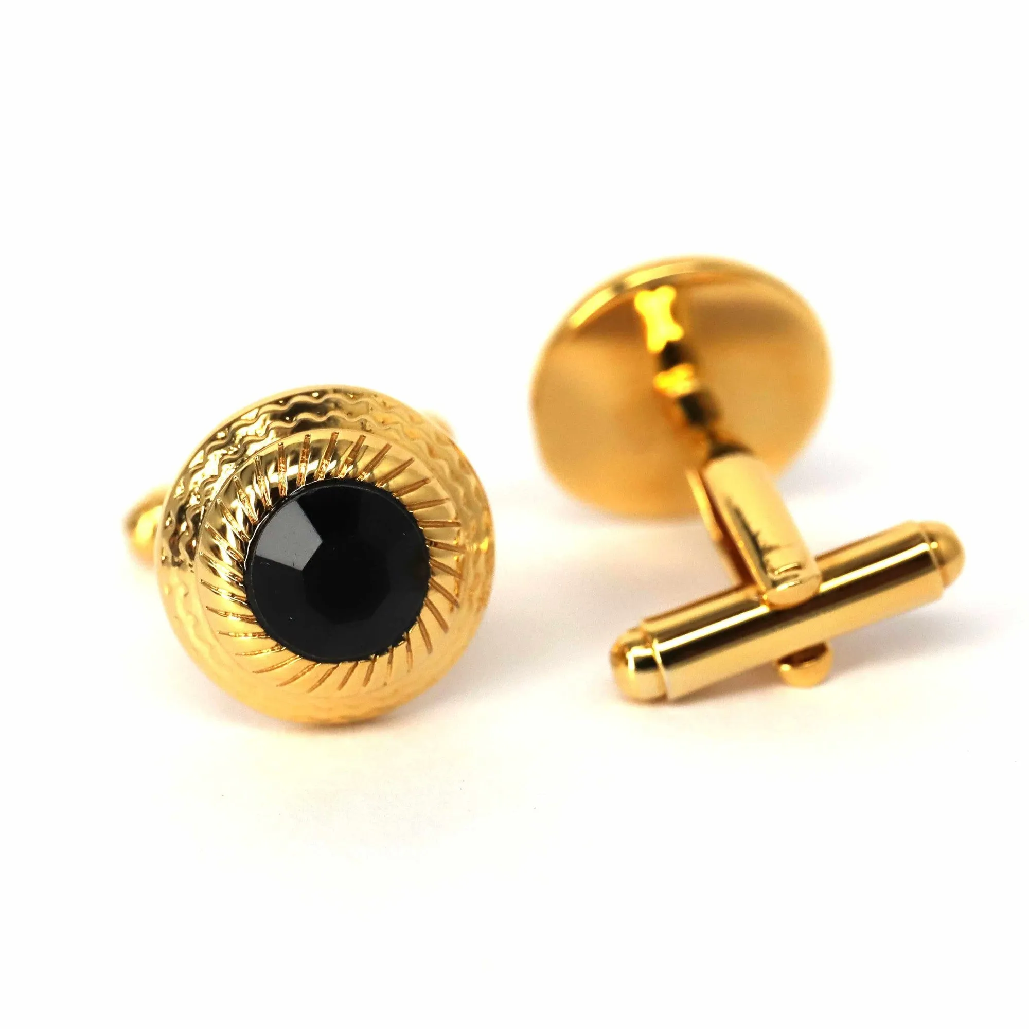 Gold Round Cufflinks with Nero Elements (Online Exclusive)