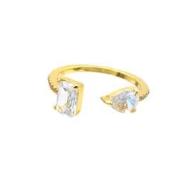 Gold Teardrop CZ Adjustable Ring