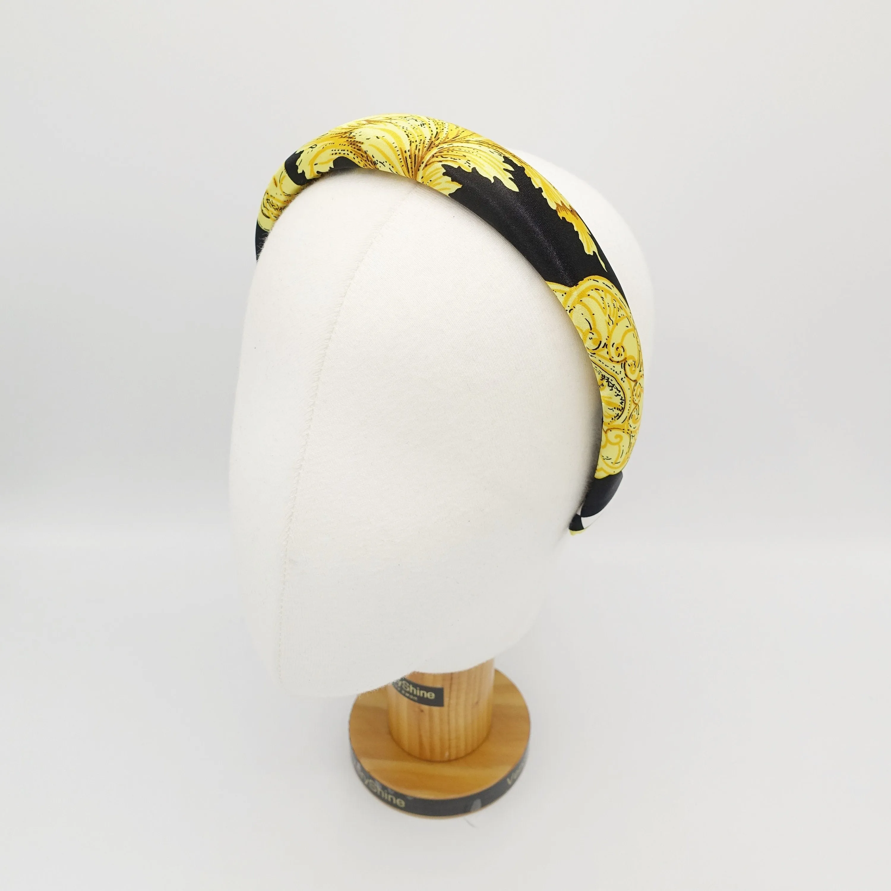 golden print satin padded headband