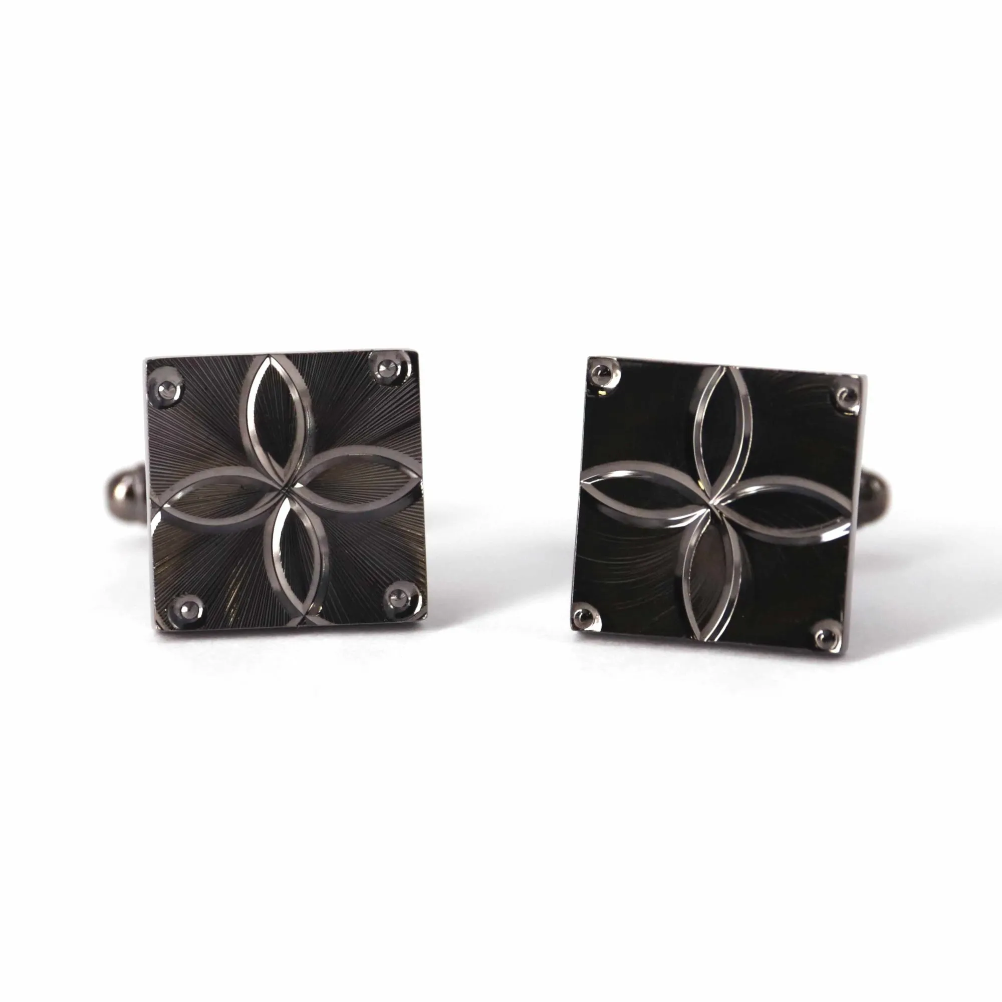 Gunmetal Cufflinks with Detailing (Online Exclusive)