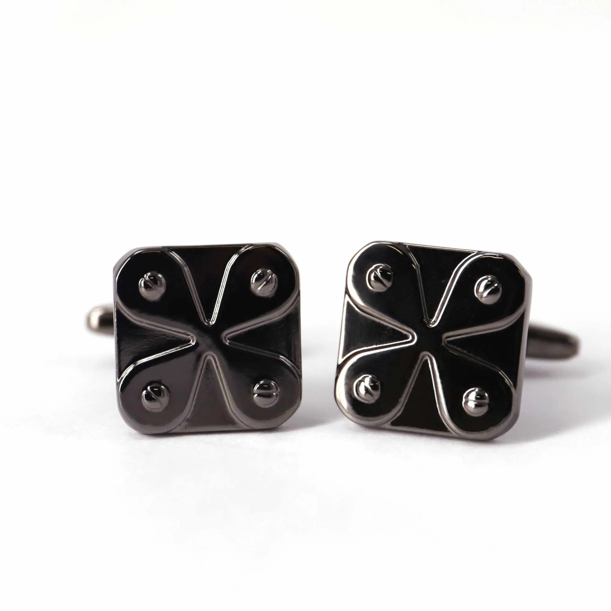 Gunmetal Cufflinks with Detailing (Online Exclusive)