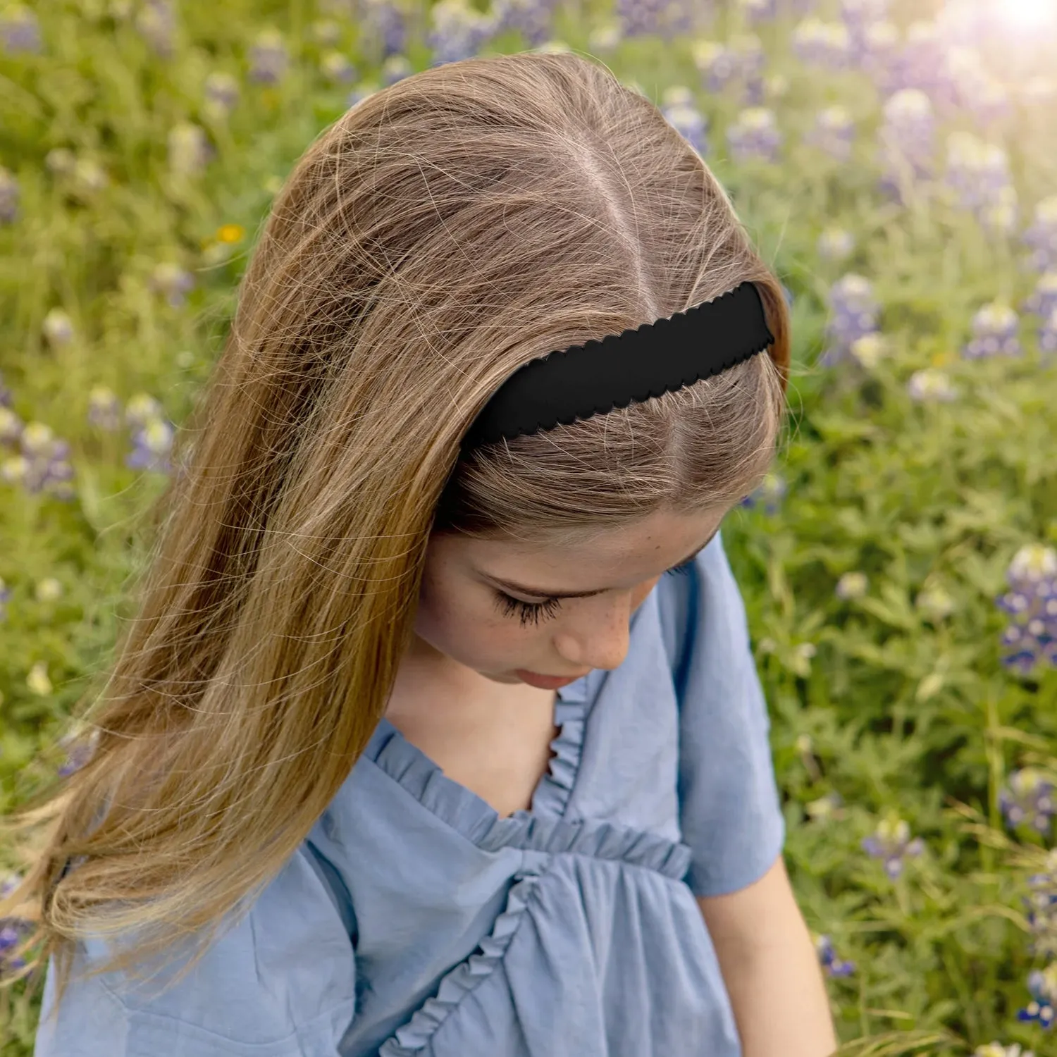 Halo Luxe Gumdrop Scalloped Satin Headband - Black