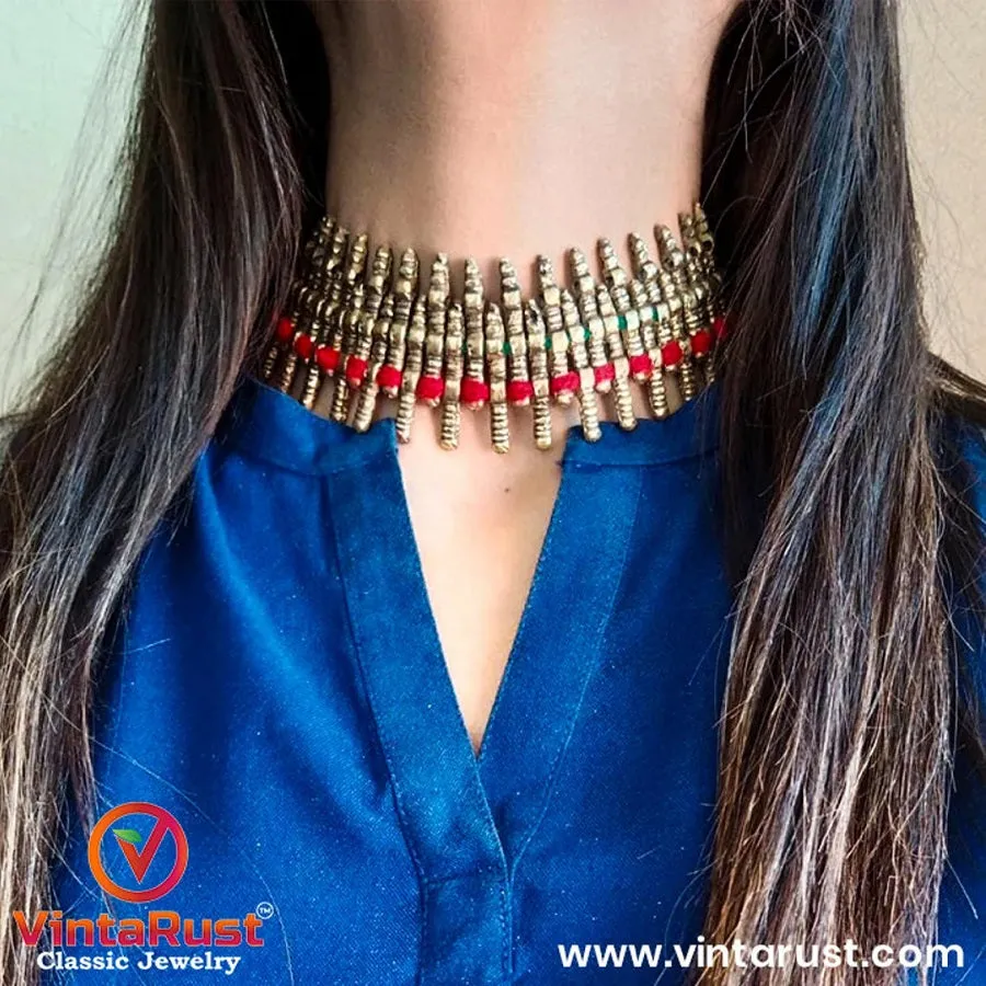 Handmade Woven Statement Metal Choker Necklace