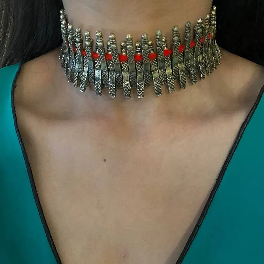 Handmade Woven Statement Metal Choker Necklace