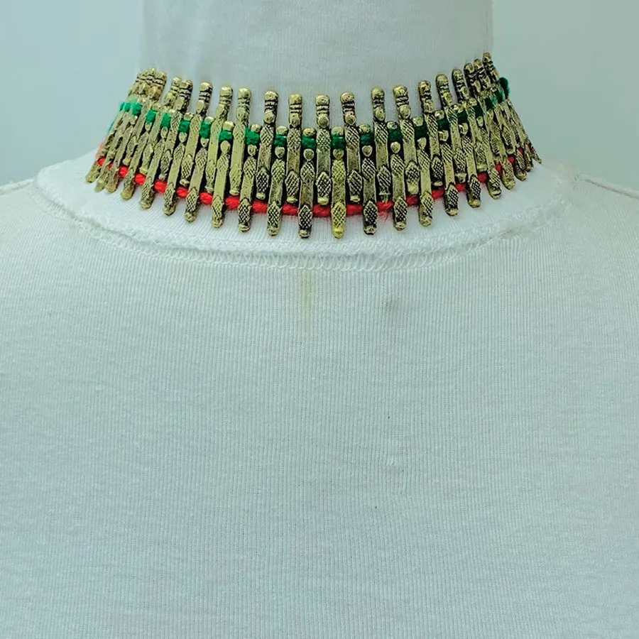 Handmade Woven Statement Metal Choker Necklace