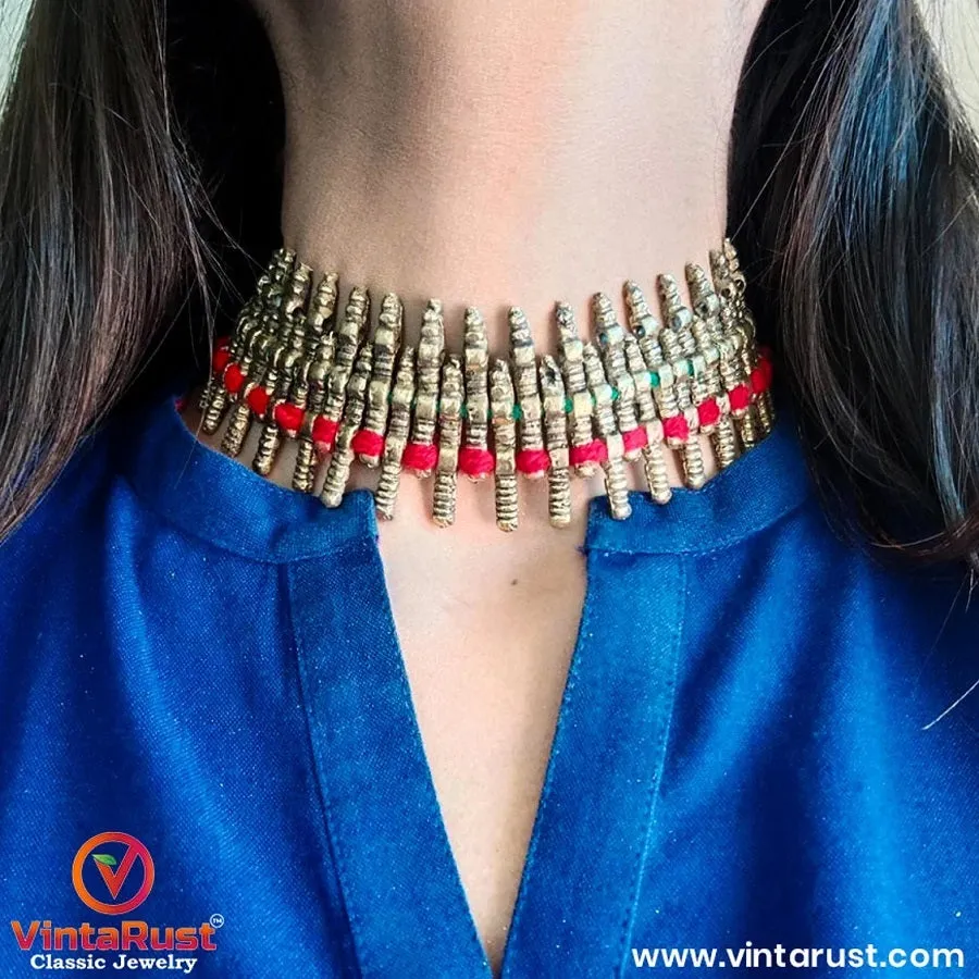 Handmade Woven Statement Metal Choker Necklace