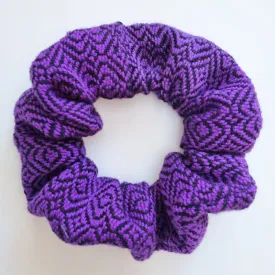 Handwoven Hair Scrunchie - Purple   Black