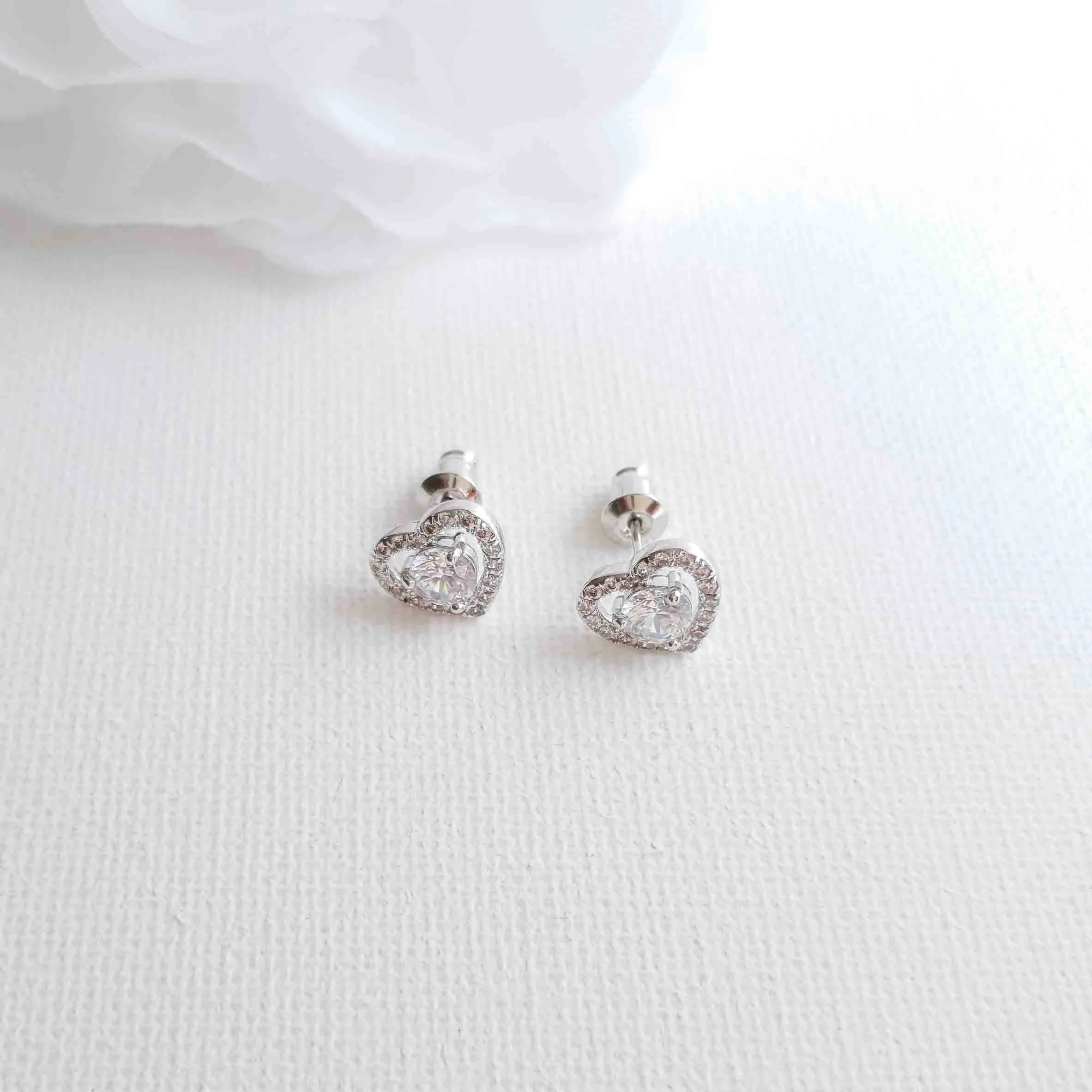 Heart Earring in Cubic Zirconia- Brenda