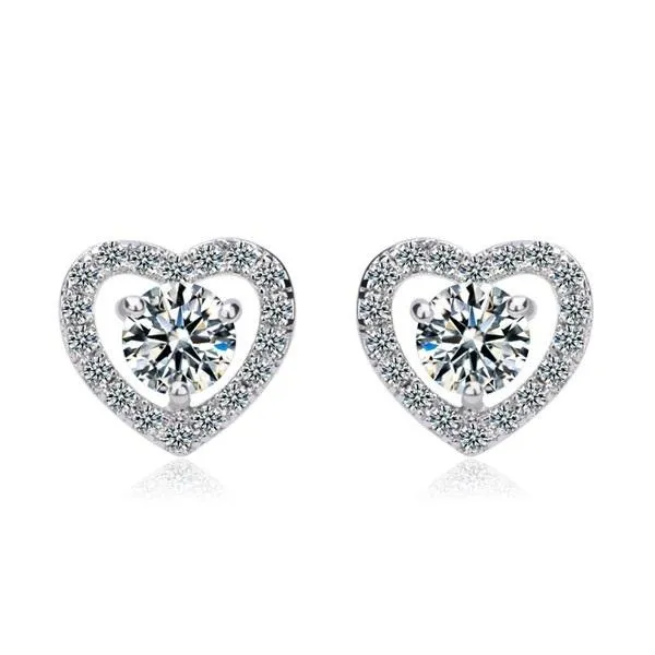 Heart Earring in Cubic Zirconia- Brenda